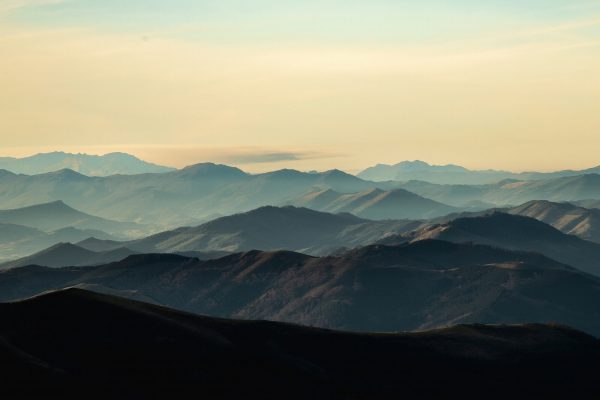 Mountain silhouettes in a cool morning